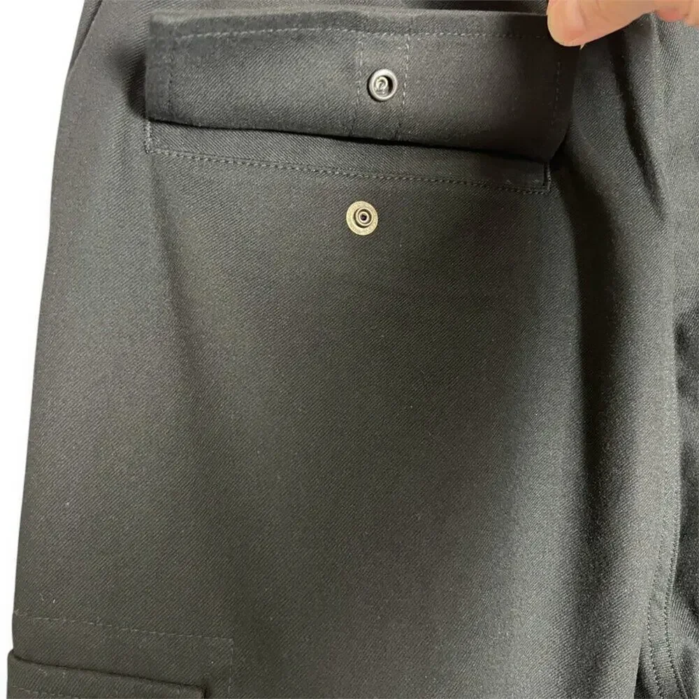 KUON Flannel Cargo Trousers Mens L Black Wide Leg Japan Utility BAGGY NWT